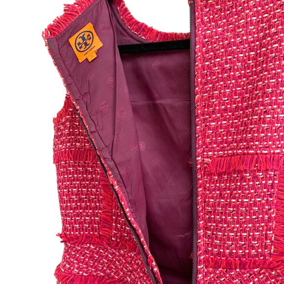 Tory Burch Women’s Petula Merlot Tweed Fringe Sleeveless Sheath Dress size 2 - Picture 10 of 12